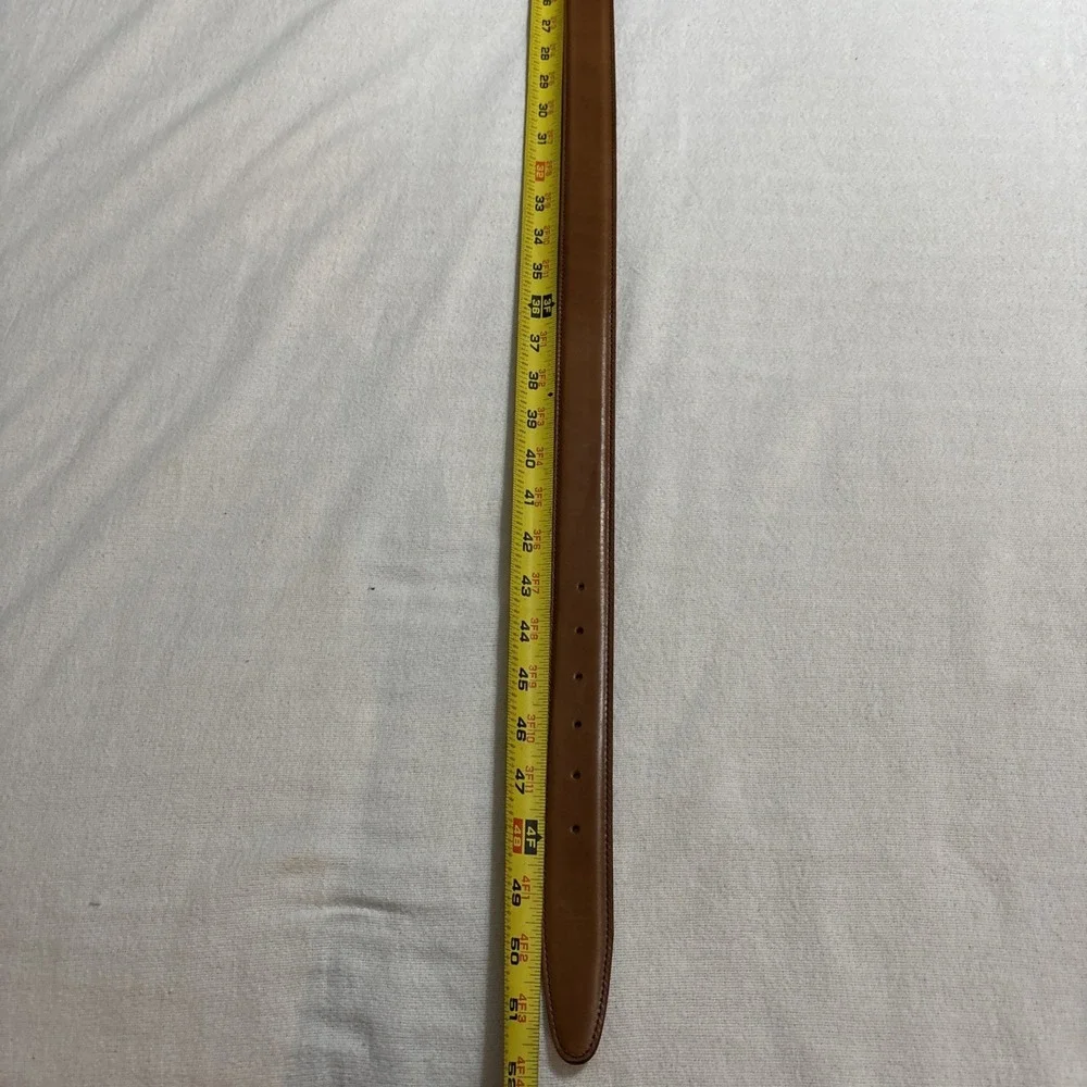 Paul Fredrick Cognac Brown Leather Belt Mens 46 Made in Italy‎ Office Casual